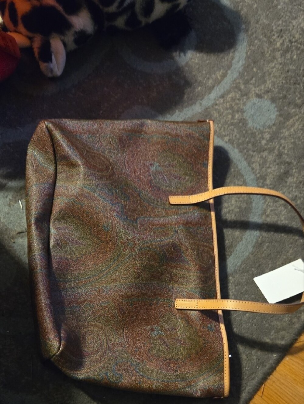 Etro Multicolor Paisley Tote with Tan Leather Handles - Picture 6 of 6